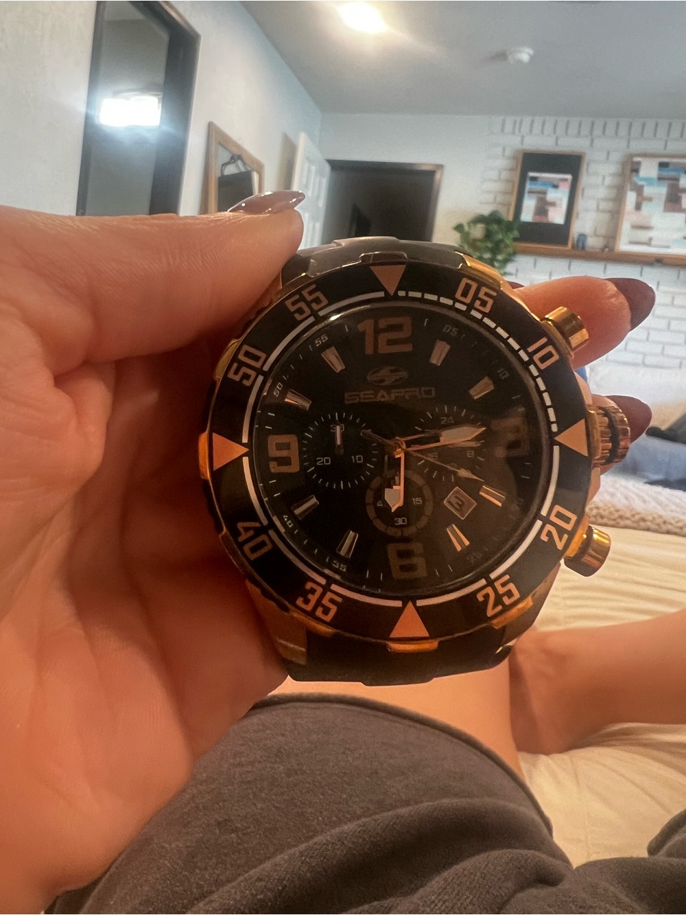 Men's Black and Gold Dive Watch